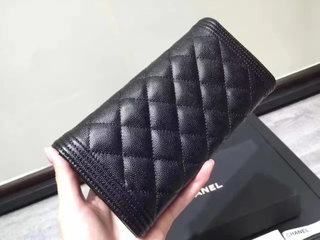 Chanel Boy Matelasse Long Wallet Black Cannage Pattern CHA5263 Silver