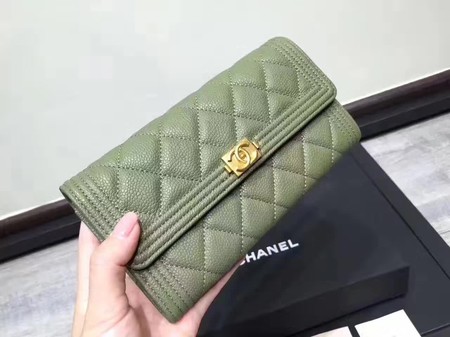 Chanel Boy Matelasse Long Wallet Cannage Pattern CHA5263 Green