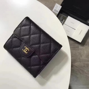 Chanel Tri-Fold Wallet Cannage Pattern Leather CHA5262 Black