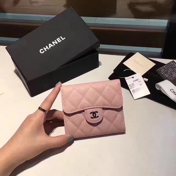Chanel Tri-Fold Wallet Cannage Pattern Leather CHA5262 Pink
