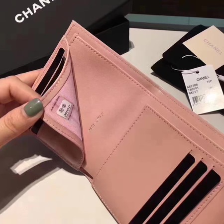 Chanel Tri-Fold Wallet Cannage Pattern Leather CHA5262 Pink Chanel Tri-Fold Wallet Cannage Pattern Leather CHA5262 Pink