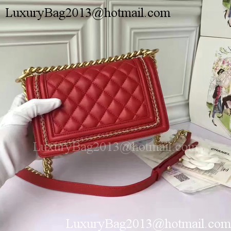 Boy Chanel Flap Shoulder Bag Sheepskin Leather A67085E Red