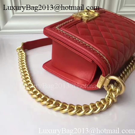Boy Chanel Flap Shoulder Bag Sheepskin Leather A67085E Red