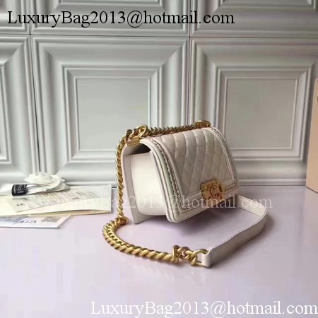 Boy Chanel Flap Shoulder Bag Sheepskin Leather A67085E White