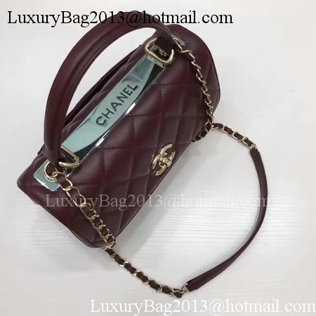 Chanel Classic Top Handle Bag Original Sheepskin Leather A92991 Wine