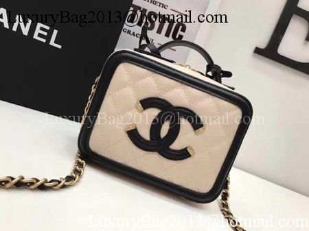 Chanel Cosmetic Bag Original Cannage Pattern A93341 Apricot&Black