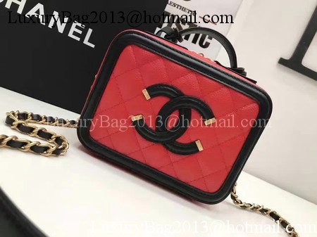 Chanel Cosmetic Bag Original Cannage Pattern A93341 Red&Black Chanel Cosmetic Bag Original Cannage Pattern A93341 Red&Black