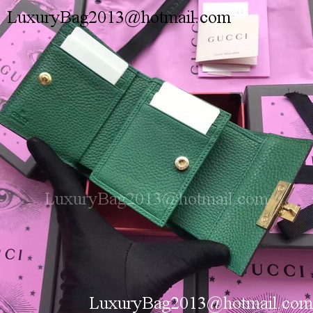 Gucci Calfskin Leather Padlock Wallet 453155 Green