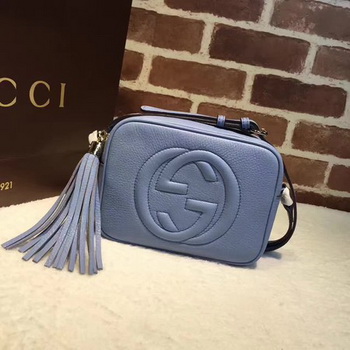 Gucci Soho Metallic Leather Disco Bag 308364 Blue