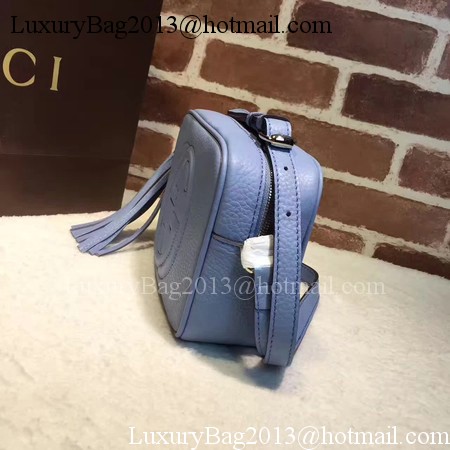 Gucci Soho Metallic Leather Disco Bag 308364 Blue