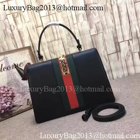 Gucci Sylvie Leather Top Handle Bag 431665 Black