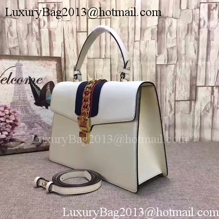 Gucci Sylvie Leather Top Handle Bag 431665 White