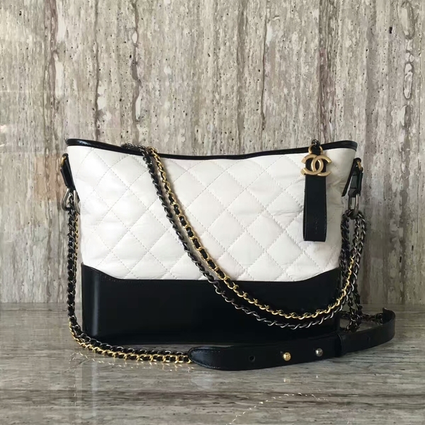 Chanel Gabrielly Calf Leather Shoulder Bag 93824 Black&White