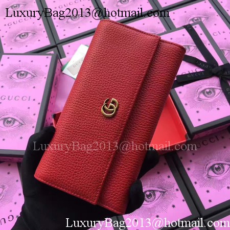Gucci Leather Continental Wallet 456116 Red