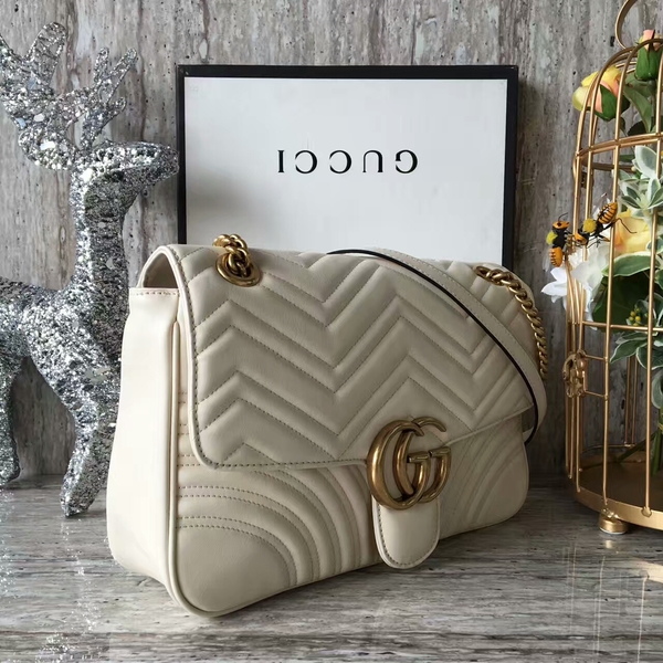 Gucci GG Marmont Velvet Shoulder Bag 443496A White Gucci GG Marmont Velvet Shoulder Bag 443496A White