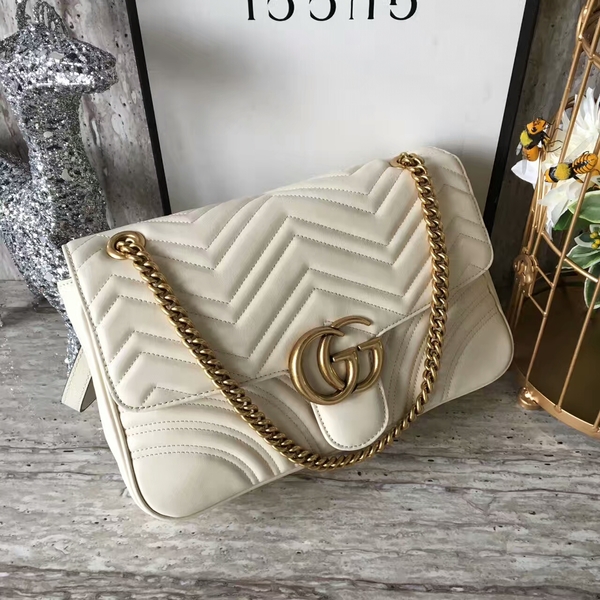 Gucci GG Marmont Velvet Shoulder Bag 443496A White Gucci GG Marmont Velvet Shoulder Bag 443496A White