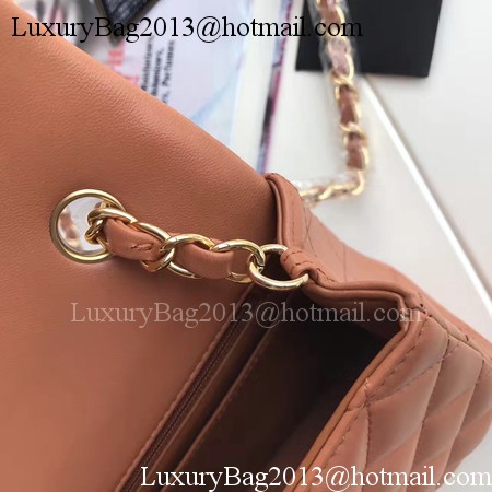 Chanel mini Classic Flap Bag Brown Original Sheepskin Leather A1116 Gold