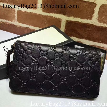 Gucci Bree Guccissima Leather Zip Around Wallet 323397 Black
