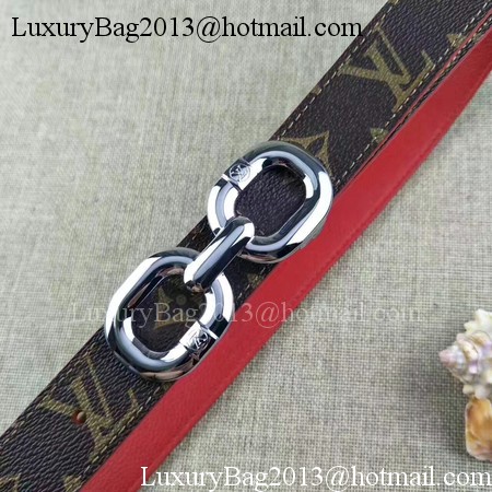 Louis Vuitton 30mm Brown Leather Belt M4226 Silver
