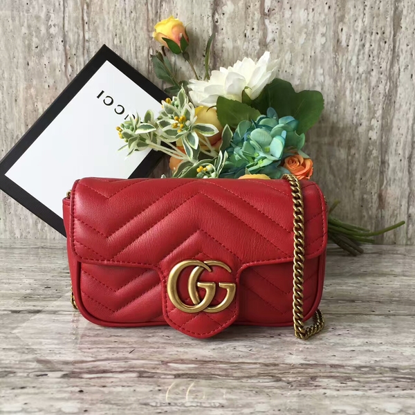 Gucci GG Marmont Velvet Nano Shoulder Bag 476433A Red