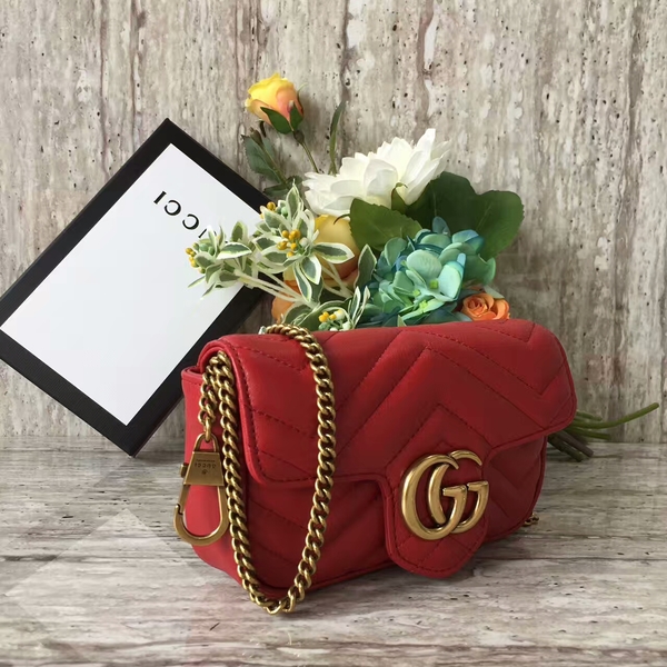 Gucci GG Marmont Velvet Nano Shoulder Bag 476433A Red