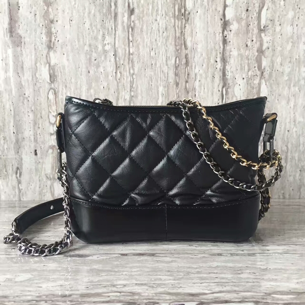 Chanel Gabrielly Calf Leather Shoulder Bag 93823 Black