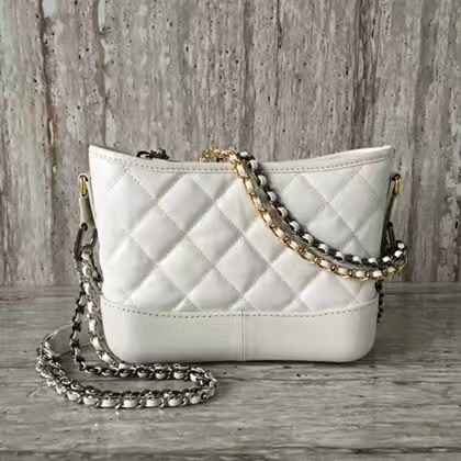 Chanel Gabrielly Calf Leather Shoulder Bag 93823 White