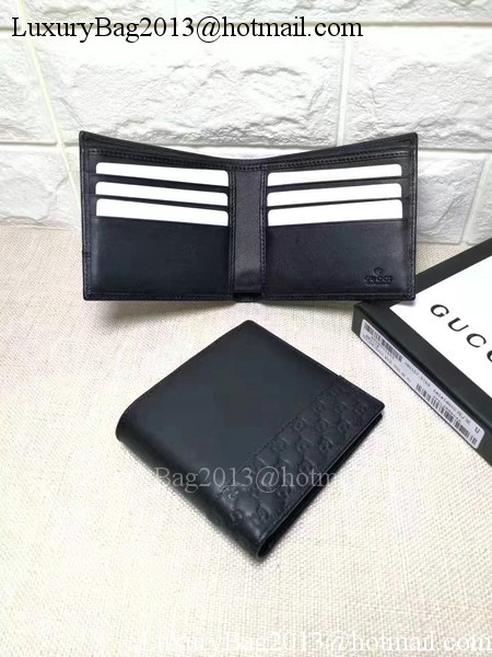 Gucci Guccissima Leather Bi-fold Wallet 256408 Black