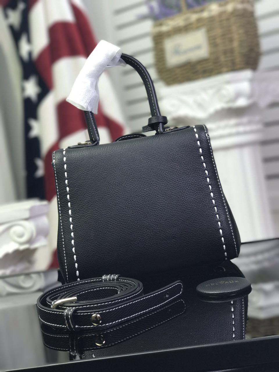 Delvaux Calfskin Leather Tote Bag 17821 Black