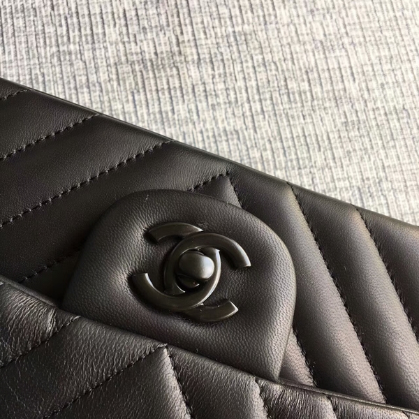 Chanel Flap Shoulder Bags Black Original Sheepskin CF1112