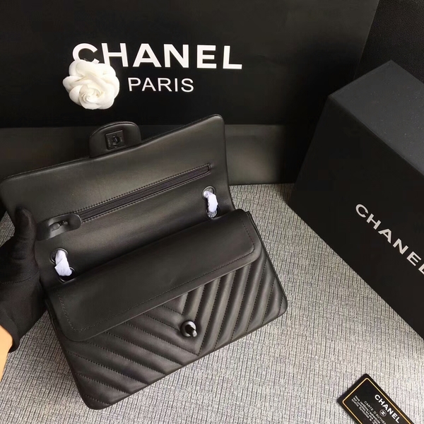 Chanel Flap Shoulder Bags Black Original Sheepskin CF1112