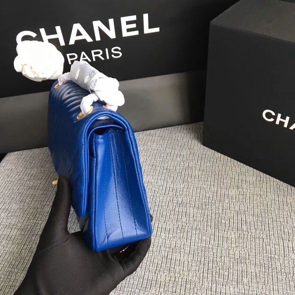 Chanel Flap Shoulder Bags Blue Original Sheepskin CF1112 Gold
