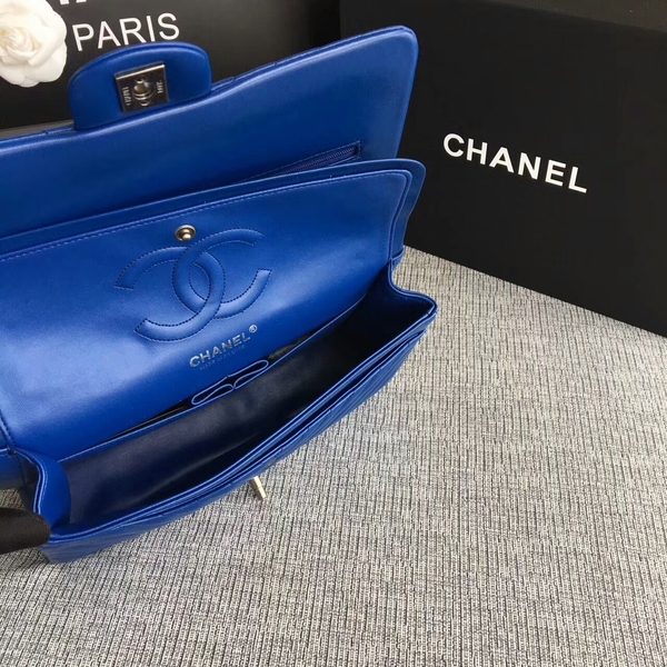 Chanel Flap Shoulder Bags Blue Original Sheepskin CF1112 Silver