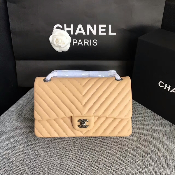 Chanel Flap Shoulder Bags Camel Original Sheepskin CF1112 Silver
