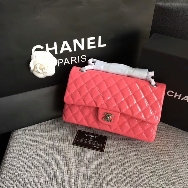 Chanel Flap Shoulder Bags Pink Original Patent Leather CF1112 Silver