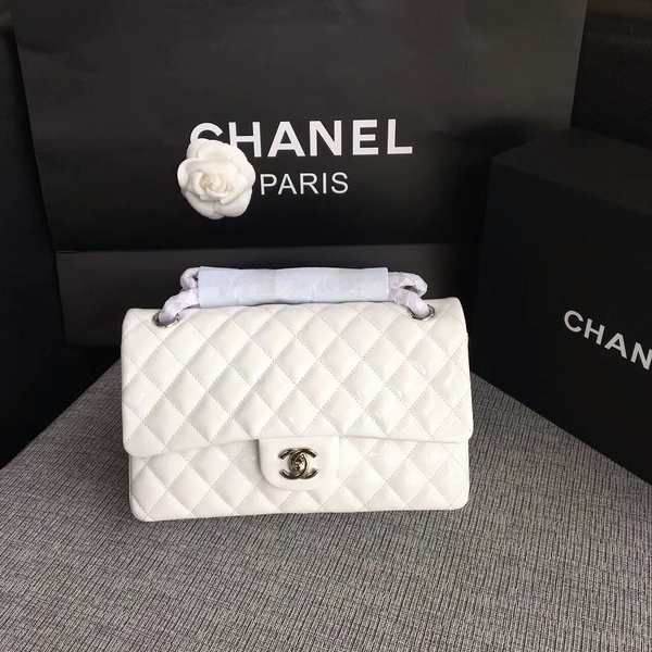 Chanel Flap Shoulder Bags White Original Patent Leather CF1112 Silver