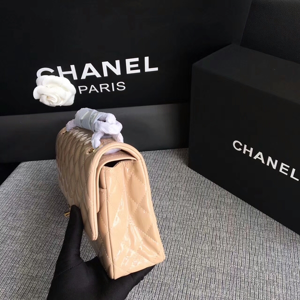 Chanel Flap Shoulder Bags Camel Original Patent Leather CF1112 Gold