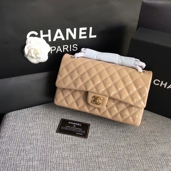 Chanel Flap Shoulder Bags Camel Original Patent Leather CF1112 Gold