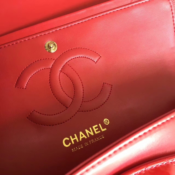 Chanel Flap Shoulder Bags Red Original Patent Leather CF1112 Gold
