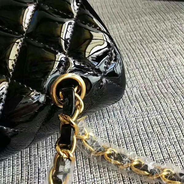 Chanel Flap Shoulder Bags Black Original Patent Leather CF1112 Gold