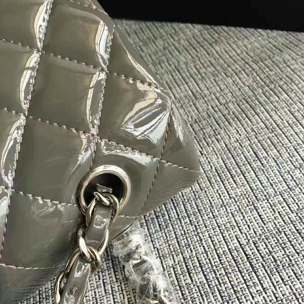 Chanel Flap Shoulder Bags Grey Original Patent Leather CF1112 Silver