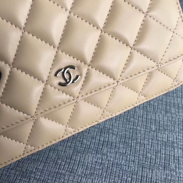 Chanel WOC Flap Bag Camel Original Sheepskin Leather 33814 Silver