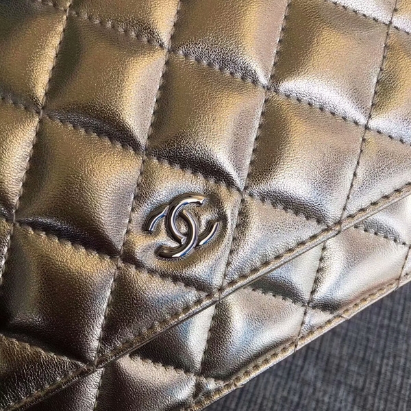 Chanel WOC Flap Bag Original Sheepskin Leather 33814A Silver