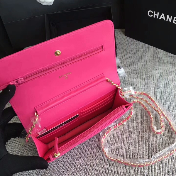 Chanel WOC Flap Bag Pink Original Sheepskin Leather 33814 Glod