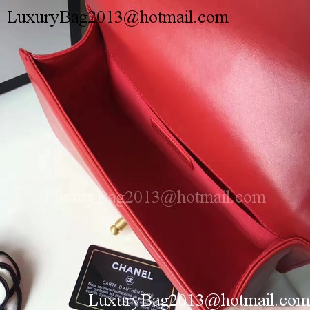 Boy Chanel Top Handle Flap Bag Original Sheepskin Leather A94804 Red