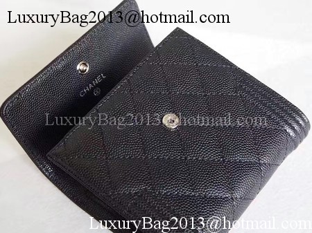 Chanel Matelasse Bi-Fold Wallet Black Cannage Patterns A48980 Silver