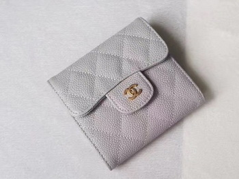 Chanel Tri-Fold Wallet Cannage Pattern Leather A48981 Grey