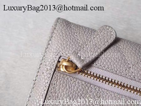 Chanel Tri-Fold Wallet Cannage Pattern Leather A48981 Grey