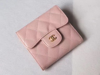 Chanel Tri-Fold Wallet Cannage Pattern Leather A48981 Pink