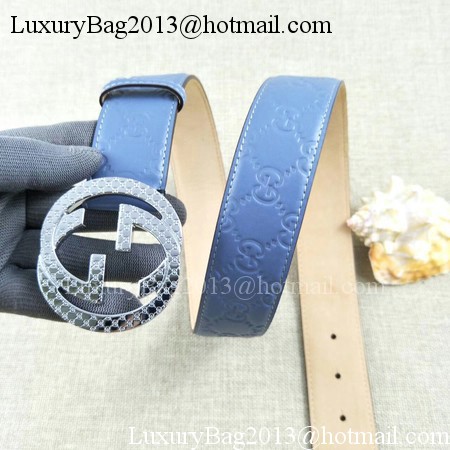 Gucci 38mm Leather Belt GG57099 Blue
